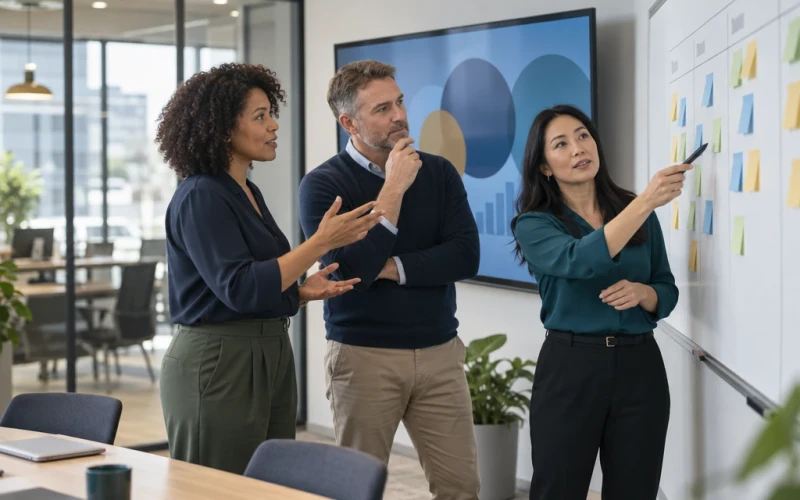 Operations team reviewing a redesigned process
