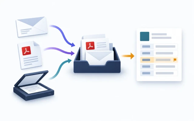 Documents arriving from many channels become one structured record
