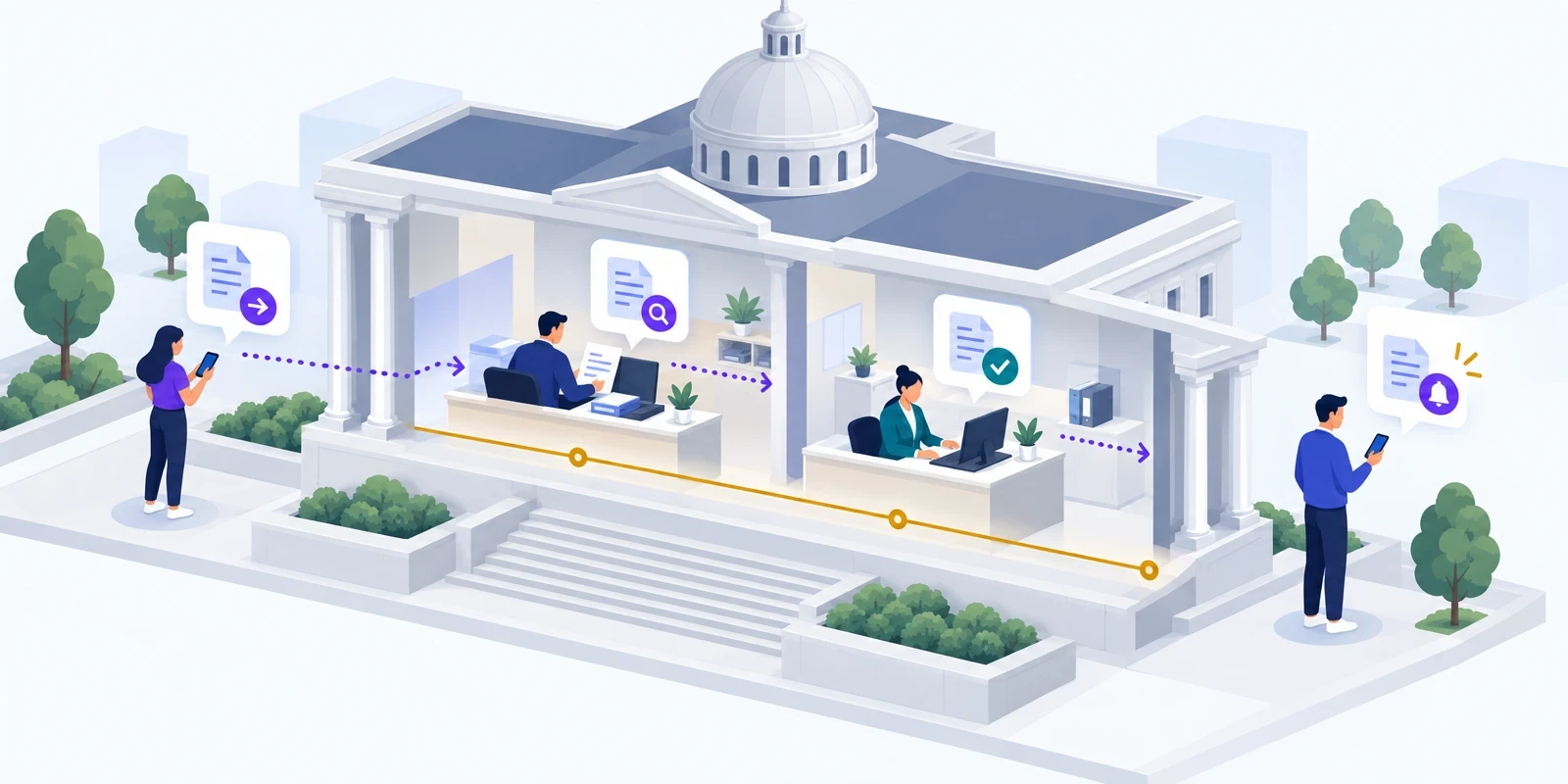 A citizen request moving through a department to a recorded, accountable decision