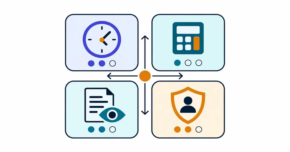 Four-quadrant scorecard: efficiency, cost, auditability, control